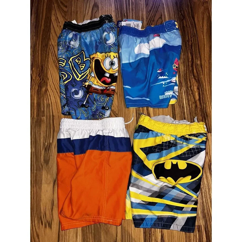 Baby Shark SpongeBob Batman Swim Trunks Sz 4T Toddler‎ VTG Y2K